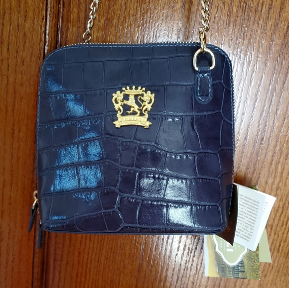 Pratesi Womens Italian Leather Volterra King Croco Crossbody Clutchbag DarkGray - Picture 7 of 13